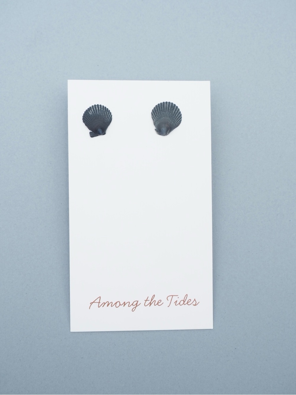 Kids Black Shell Stud Earrings